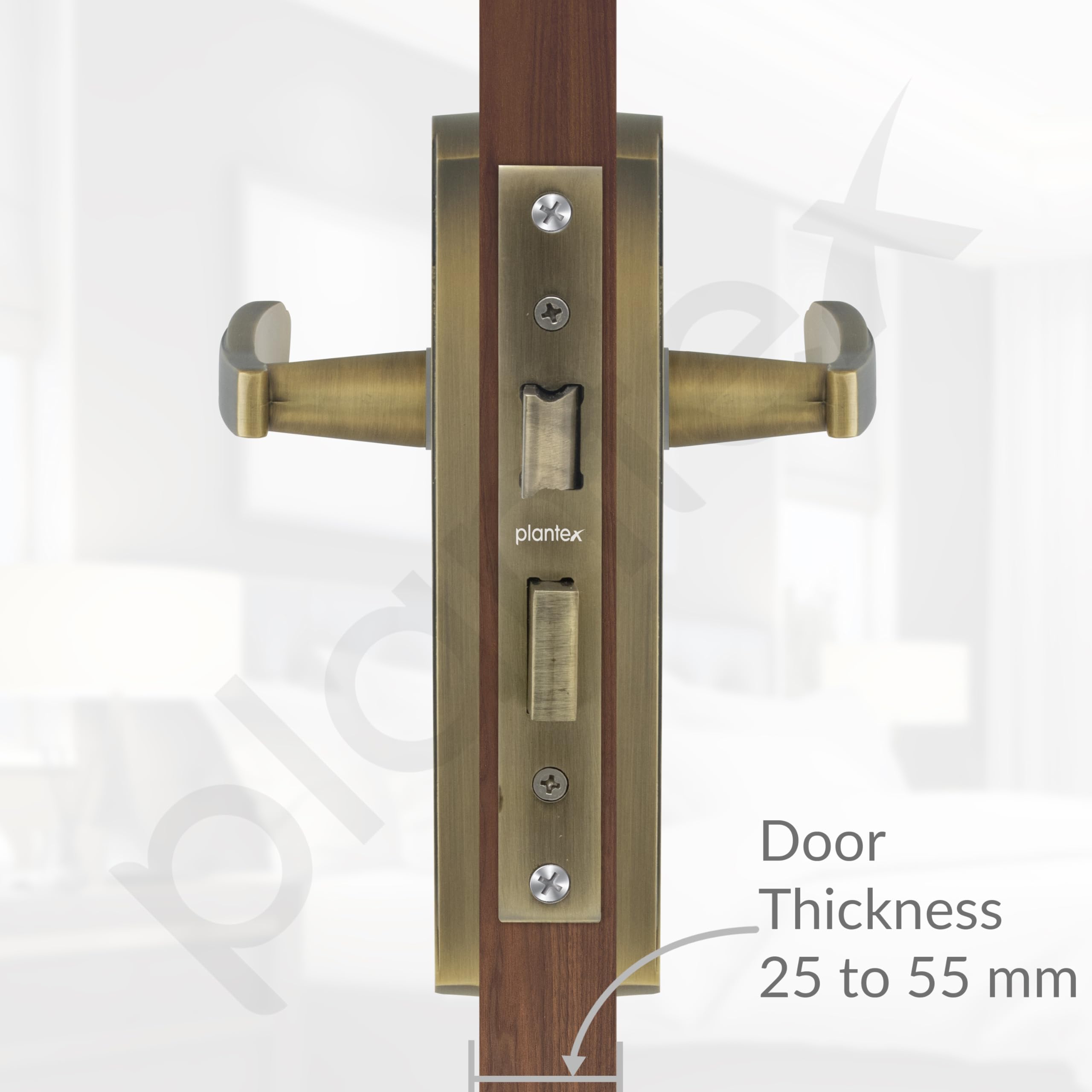 Plantex Heavy-Duty Door Lock Set - Main Door Lock Handle Set/Mortise Lock with 3 Keys, Pack of 1 (8130-Brass Antique) — Amazon image 5