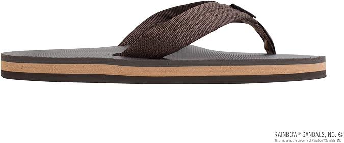Rainbow Sandals Men's Blue/Black Single Layer Soft Top 1 Inch EVA Rubber Filled Nylon Strap