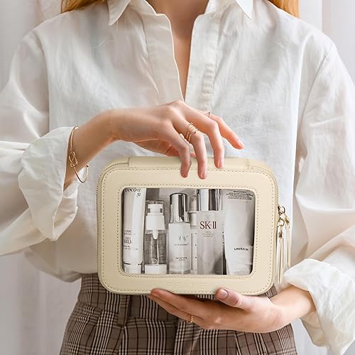 Miniatura 2 de Prite Bolsa de maquillaje transparente, estuche organizador de cosméticos, bolsa de aseo de viaje impermeable, bolsa de cuidado de la piel con