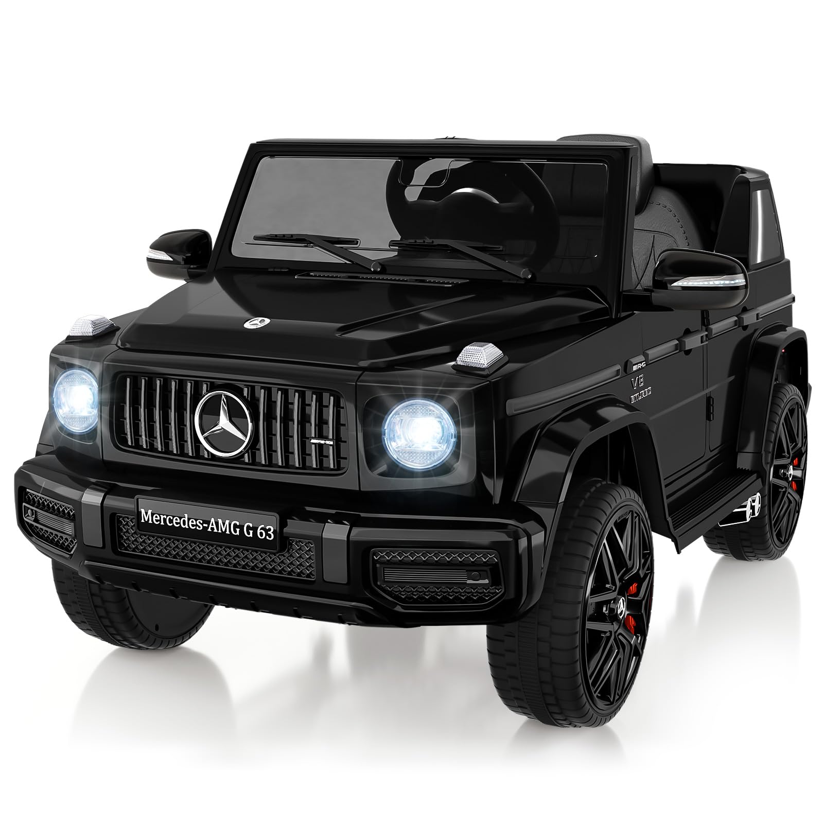 GAOMON 12V Kids Ride on Car, Licensed Mercedes Benz G63 Electric Car w/Remote Control, Music, Spring Suspension, LED Light, Bluetooth, Horn, AUX, Safety Lock Battery Powered Electric Vehicle, Black