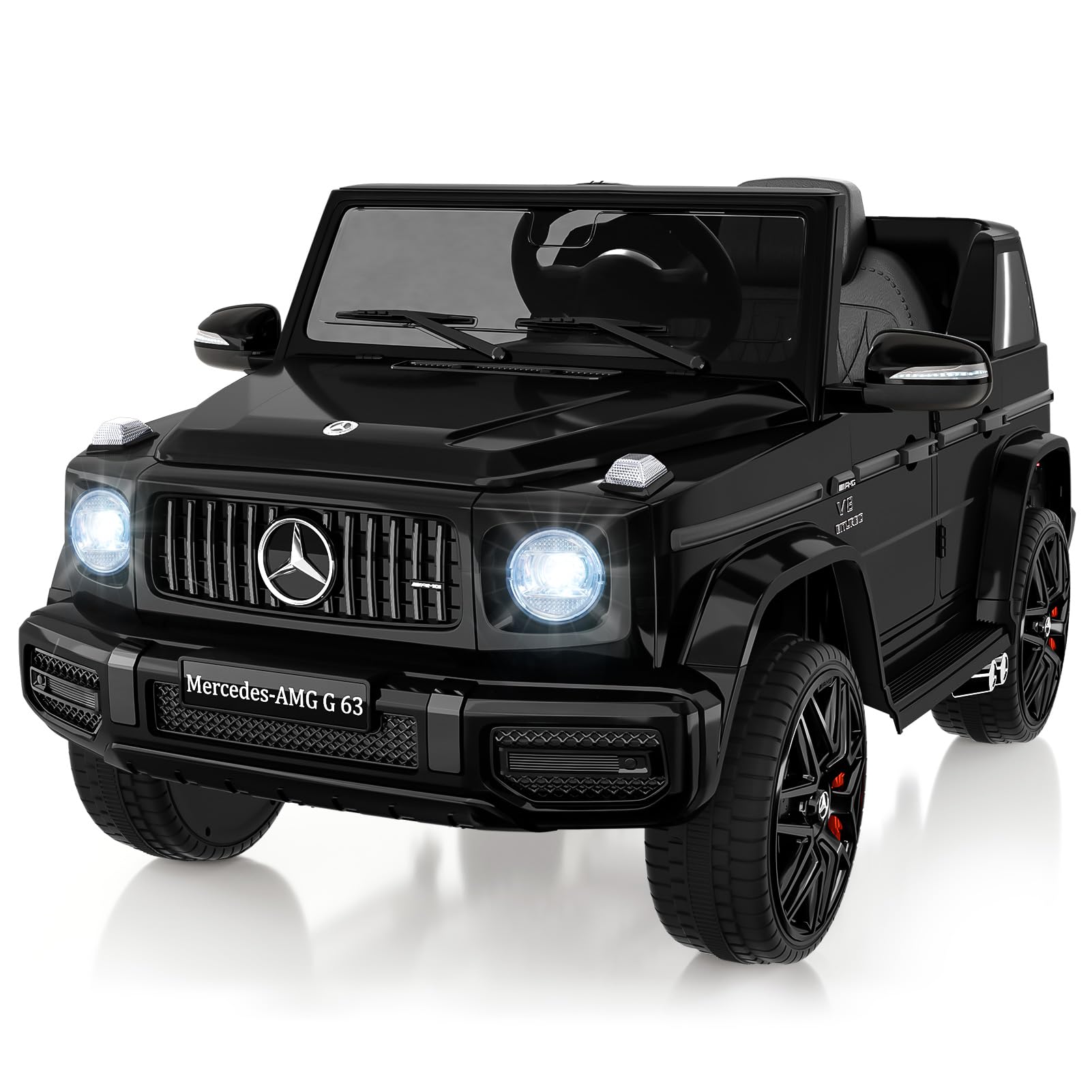 Hetoy 12V Kids Ride On Car, Licensed Mercedes-Benz G63 Electric Vehicles w/Parent Remote Control, Spring Suspension, 3 Speeds, LED Lights, Music, 4 Wheeler Battery Powered Kids Electric Car, Black