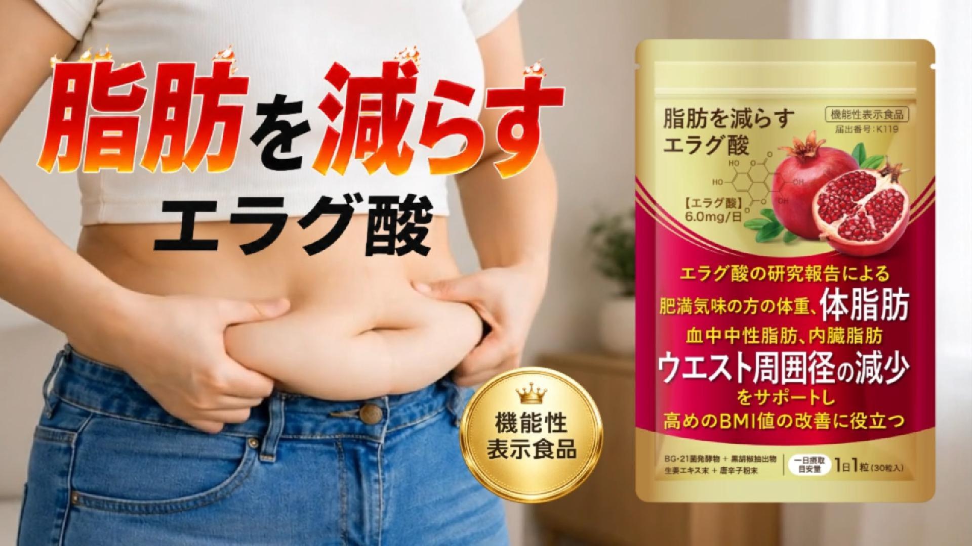 Amazon.co.jp: ダイエットサプリ エラグ酸 通常の2倍量 肥満気味の方の