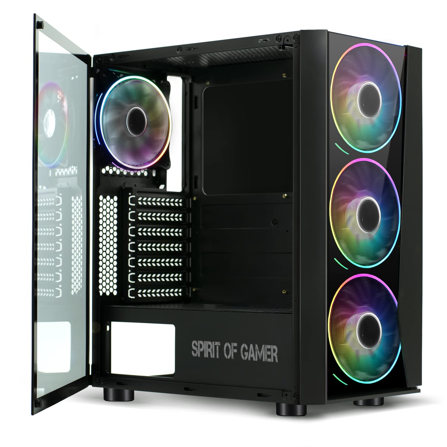 Spirit Of Gamer - Ghost III - PC Gamer ATX/Matx Case - Vetro Temperato Frontale E Parete - 4 Ventilatore Indirizzabile RGB LED 120mm - RGB LED : 60 modalità - Aura/MSI Mystic/ASROCK Compatibile