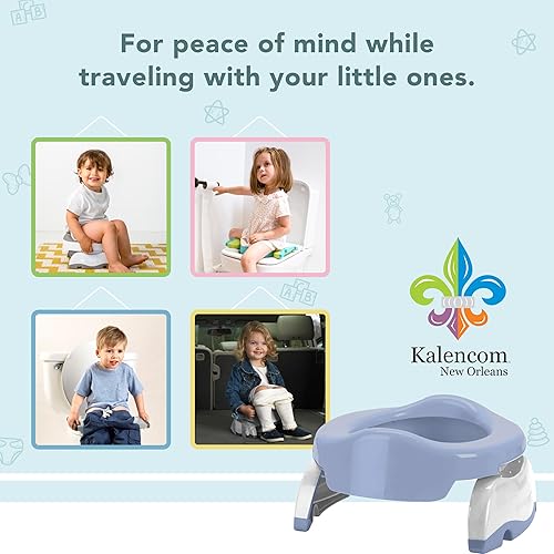Miniatura 15 de Kalencom Potette Plus - Asiento de viaje 2 en 1 para ir al baño y entrenador, asiento de inodoro de entrenamiento de doble propósito, orinal Blanco