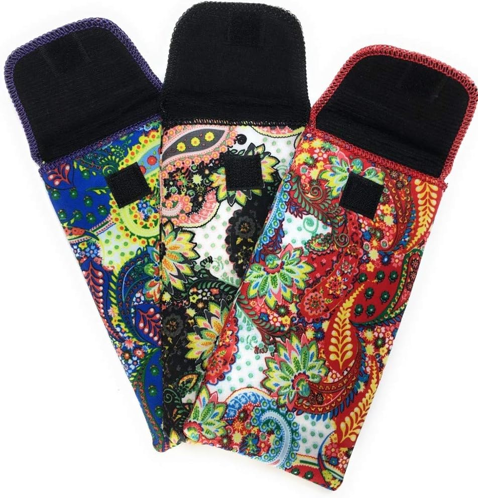 Mazzeo 3 Pack Soft Eyeglass Slip in Cases With Top Closure Fully Protects Glasses (Bold Paisley)