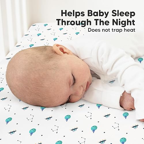 Vista 140 de KeaBabies - Juego de 2 sábanas orgánicas, unisex, suaves, 52 x 28 pulgadas, diseño neutro, de algodón jersey transpirable, con estampados adorables