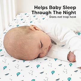 KeaBabies 2-Pack Organic Crib Sheets for Boys, Girls - 52x28 Fitted Crib Mattress Sheet Neutral, Breathable Jersey Cotton Cover for Baby Bed, Toddler Mattress, Soft & Cute Prints (Space Quest)