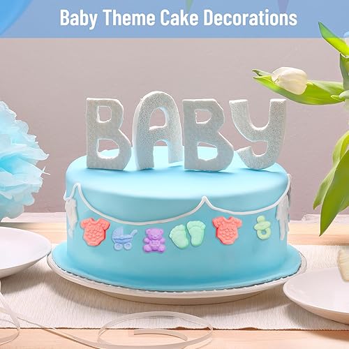 Miniatura 7 de Paquete de 2 moldes de silicona para bebés, moldes de silicona para chocolate con moldes de pies de bebé, botella, moldes de oso para decoración de