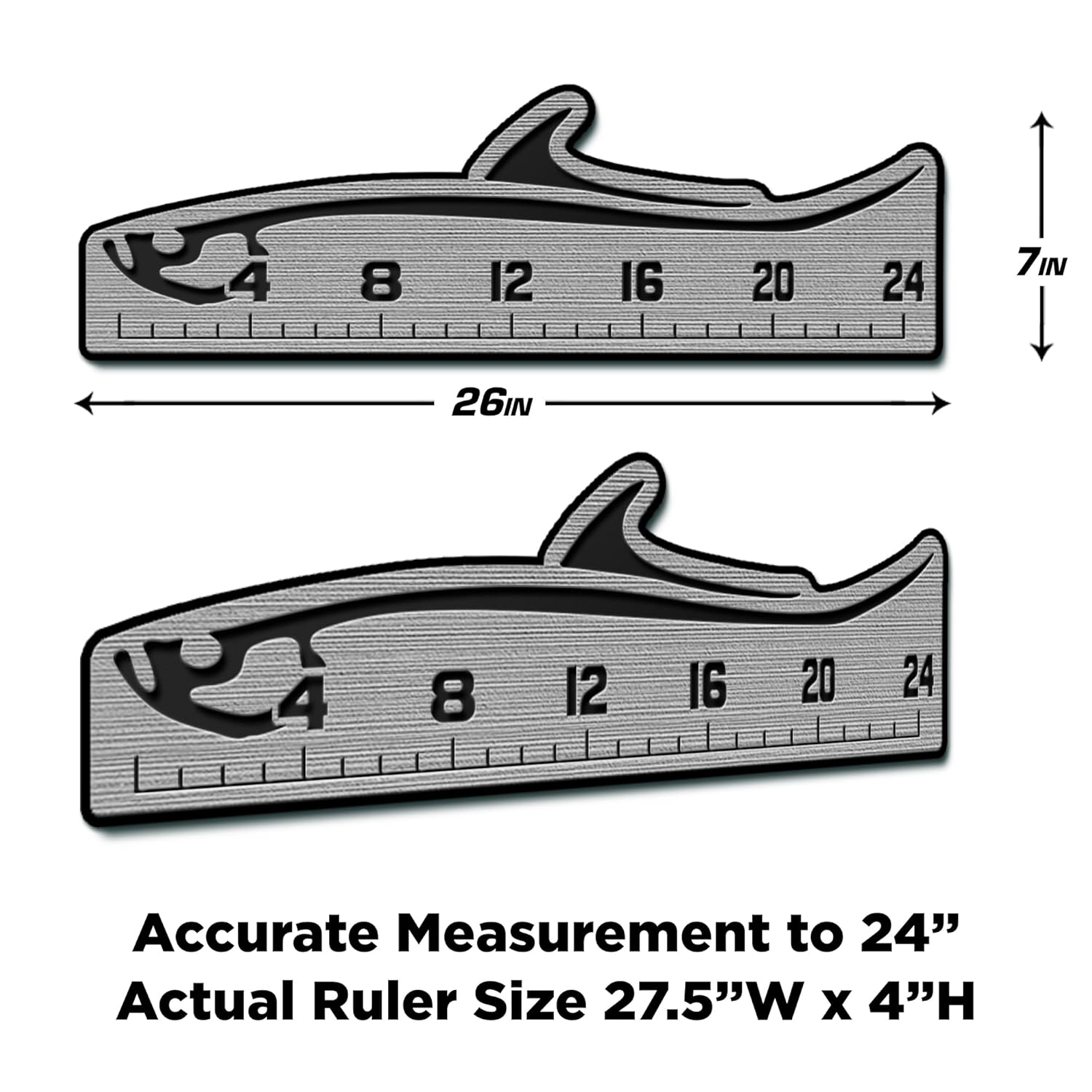 USATuff SeaDek EVA Foam Fish Measuring Ruler for Boat, Fishing, Kayak | Adhesive Backing Peel & Stick - 24" Tarpon Design - StormGray-Black