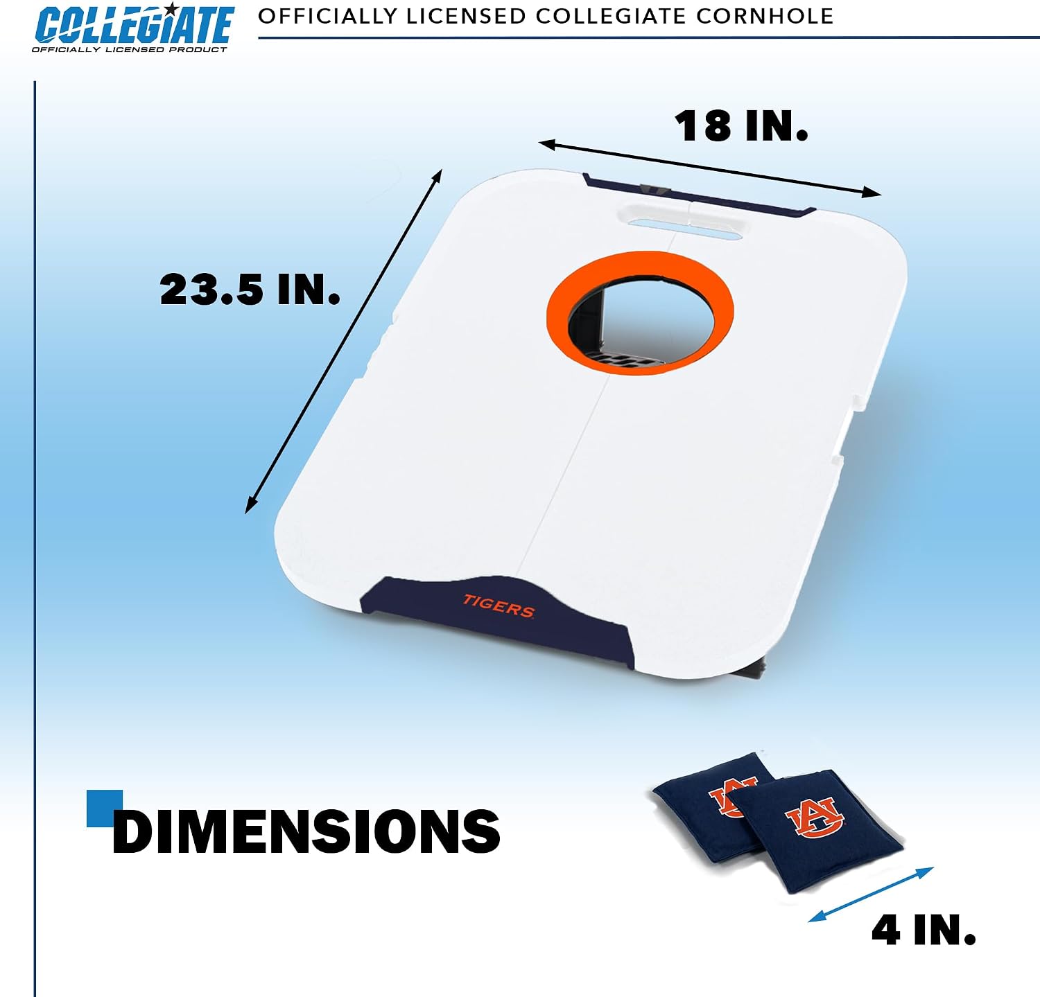 Wild Sports NCAA Auburn Tigers Pro Football All-Weather Cornhole Set - Travel Bean Bag Toss Set Includes 8 Bean Bags