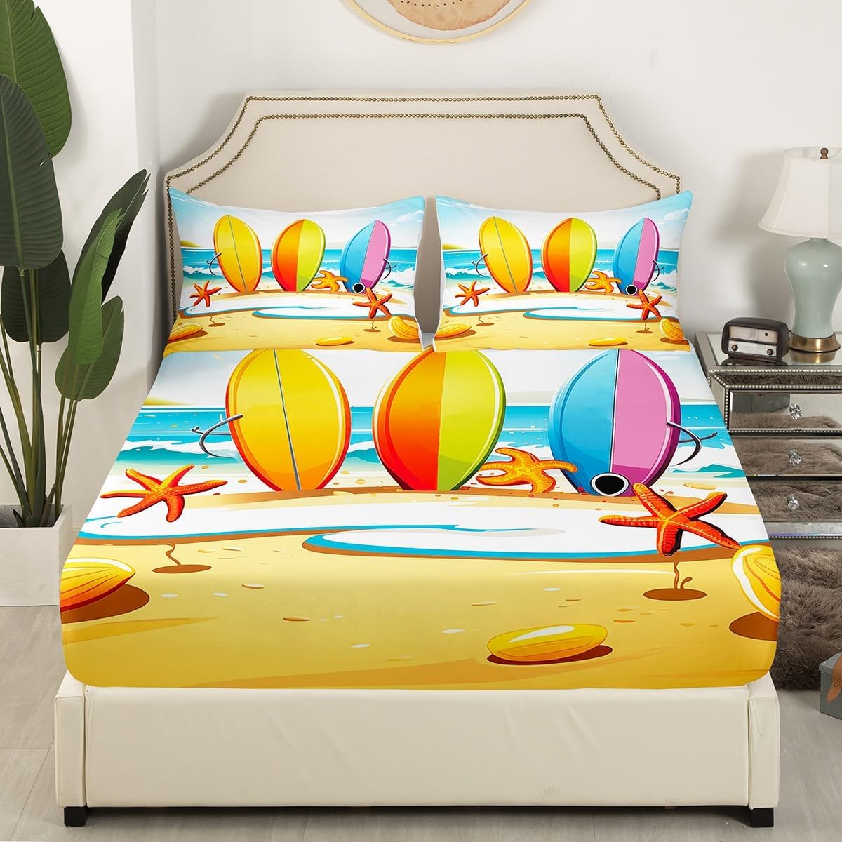 Erosebridal 3D Lizard Bed Sheets Botanical Plants Fitted Sheet Full Size, Wild Animal Bedding Reptile Wildlife Sheet, Branches Leaves Bed Cover for All Seasons (Deep Pocket)