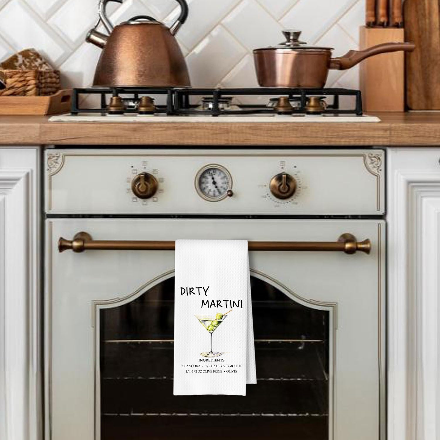 Dirty Martini Gifts Kitchen Towels, Gifts for Martini Lovers Dish Tea Bar Towel for Kitchen Bar Cart Decor, Dirty Martini Cocktail Decorative Hand Towels, 16x24 Inches image 3