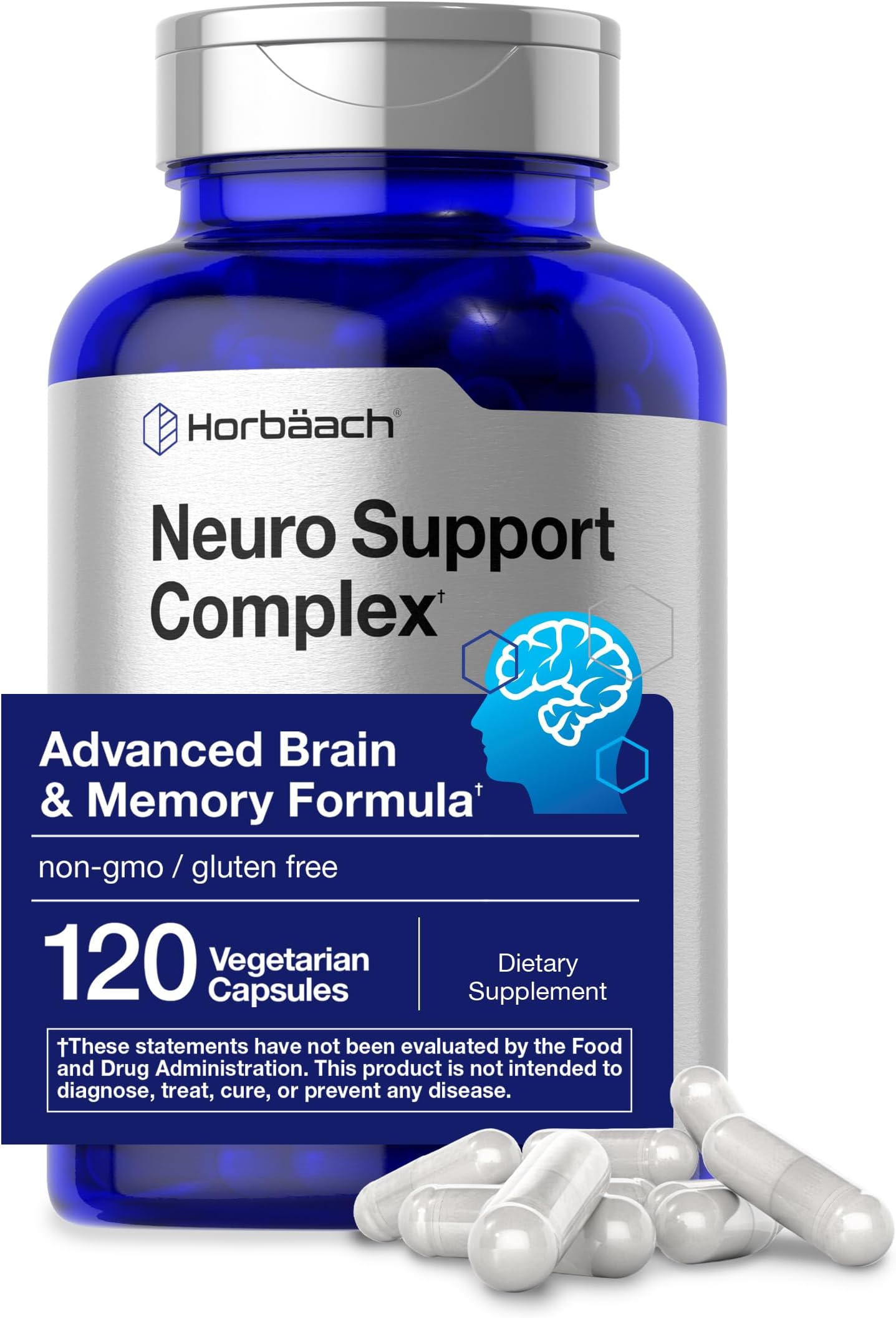 Brain Supplement | 120 Capsules | with Phosphatidylserine & DMAE | Advanced Formula for Memory, Focus, Clarity | Vegetarian & Gluten Free | Neuro Support | by
