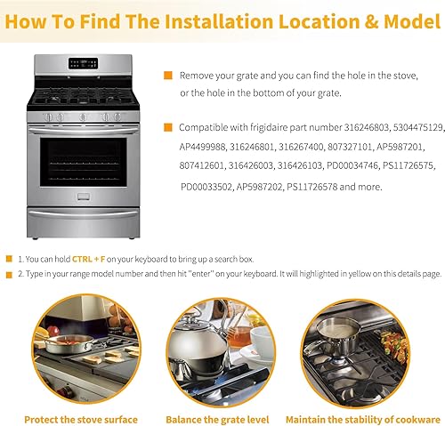 Miniatura 5 de 5304475129 AP4499988 Rejilla de goma para estufa de gas Frigidaire Top Range Grate Foot Almohadillas de goma Frigidaire Piezas de estufa Frigidaire