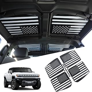 Yinanlutos Sunroof Sun Shade Compatible with Hummer EV Pickup 2022-2026 Accessories Foldable UV Reflector Reflective Block UV Rays Glare 4PCS (Black and Whit)