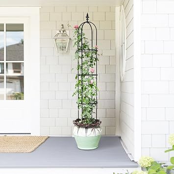 ATR ART TO REAL Garden Obelisks for Climbing Plants | Upgrade Screw-Free Design & Metal Frame | Climbing Plant Support Frame for Roses,Sweet Peas,Cucumber in Pots