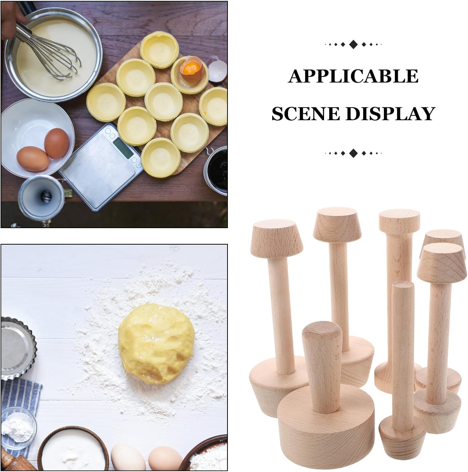 7pcs Wooden Egg Tart Mould - Diy Cake Pastry Pusher - Mini Tart Pans With Removable Bottom Tamper For Cheesecake Muffin Pan