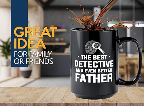 Miniatura 2 de Taza de café detective de 15 onzas, color negro, el mejor detective, policía, patrulla, policía, policía, policía, policía, policía, policía, jefe