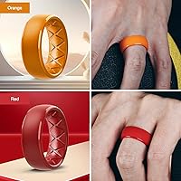 Vista 19 de Egnaro Anillos de boda de silicona para hombre: 1/4/6/7 Multipack de anillos de boda de goma con arco interior Diseño ergonómico transpirable
