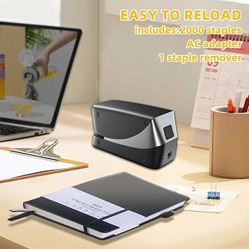 Electric Stapler, 25 Sheet, Include 2000 Staples and 1 Remover, Jam Free, Professional and Home Office Stapler,Battery not Included,AC or Battery Powered.
