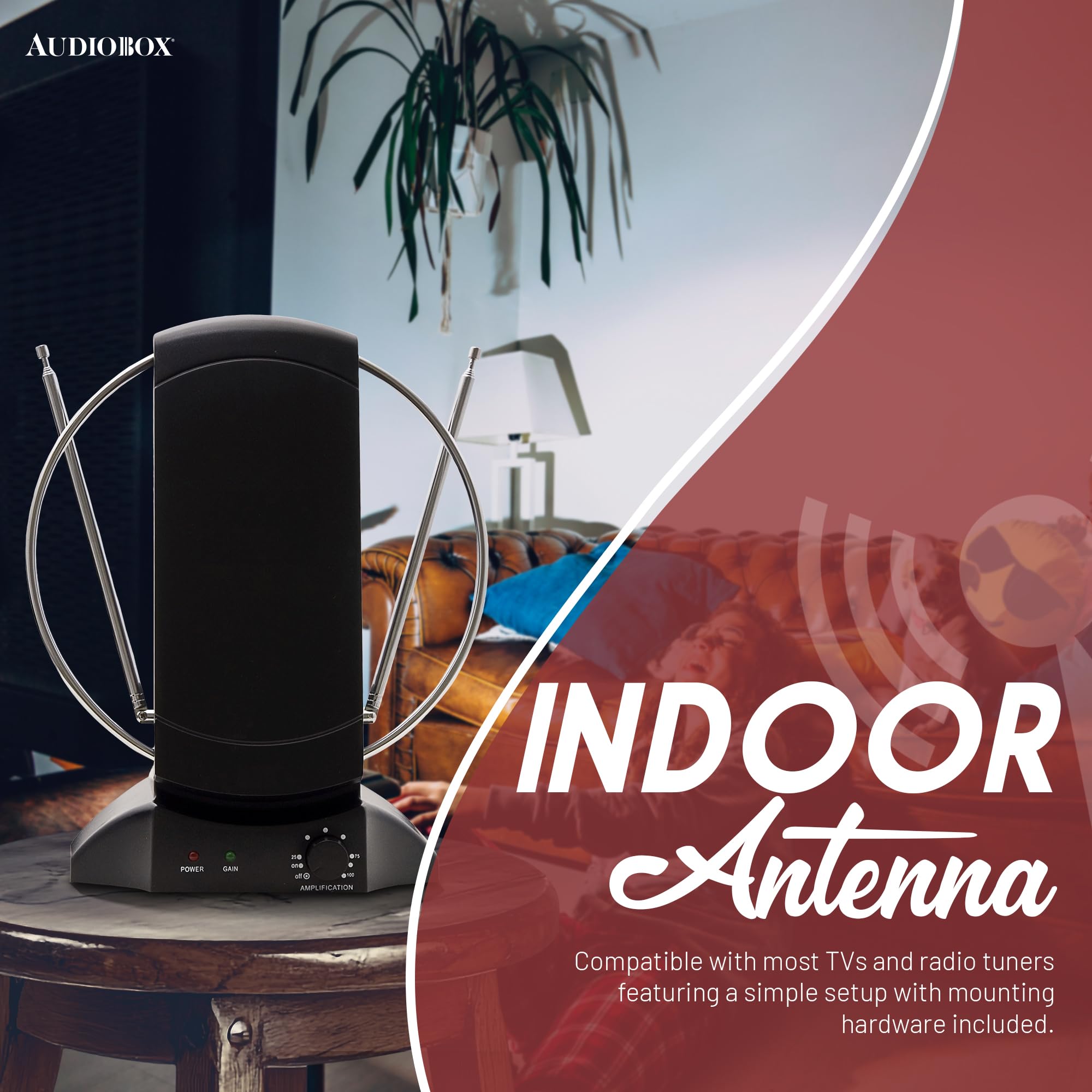 Amazon.com: Audiobox ANT-400 Amplified Indoor Antenna with 80-Mile