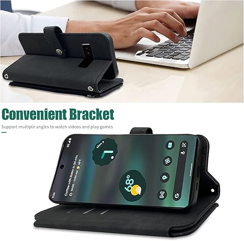 Miniatura 2 de Furiet Funda tipo cartera compatible con Google Pixel 6A 5G 2022 con 9 ranuras para tarjetas, de cuero retro, tarjetero con tapa para tarjetas de