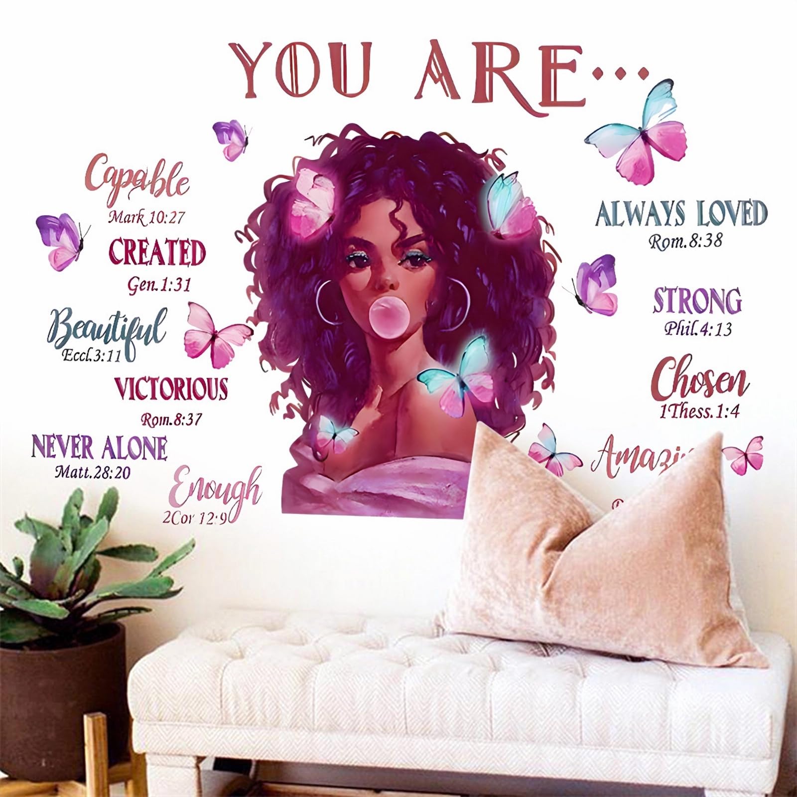 Calcomanía De Pared Inspiradora De Niña Negra, Sacinora Con Frases  Motivacionales, Vinilo Extraíble Para Mujeres Afro,, image size:1600x1600