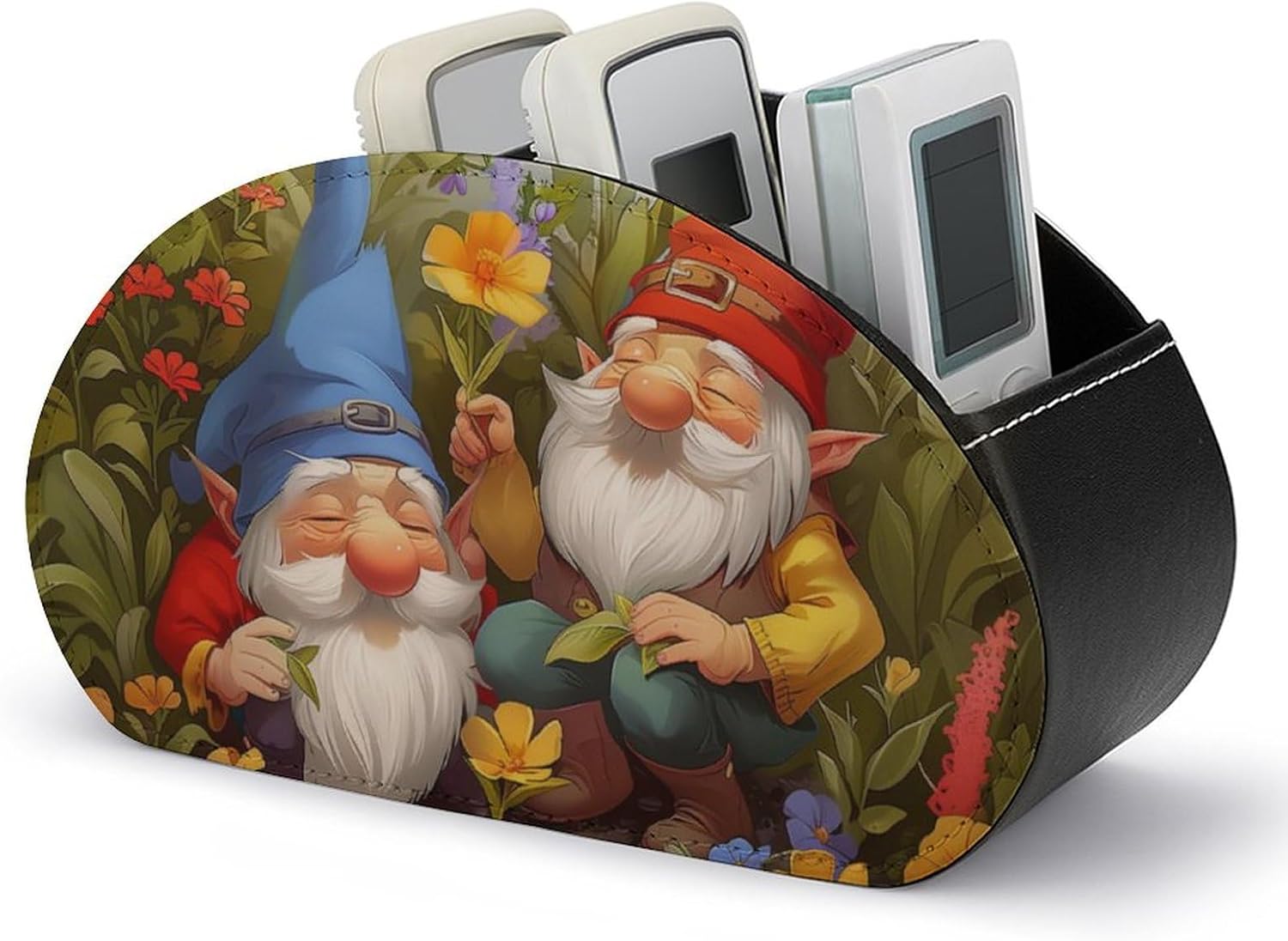 Forest Gnome Remote Control Holder Remote Storage Box with 5 Compartments for Cosmetics Office Supplies