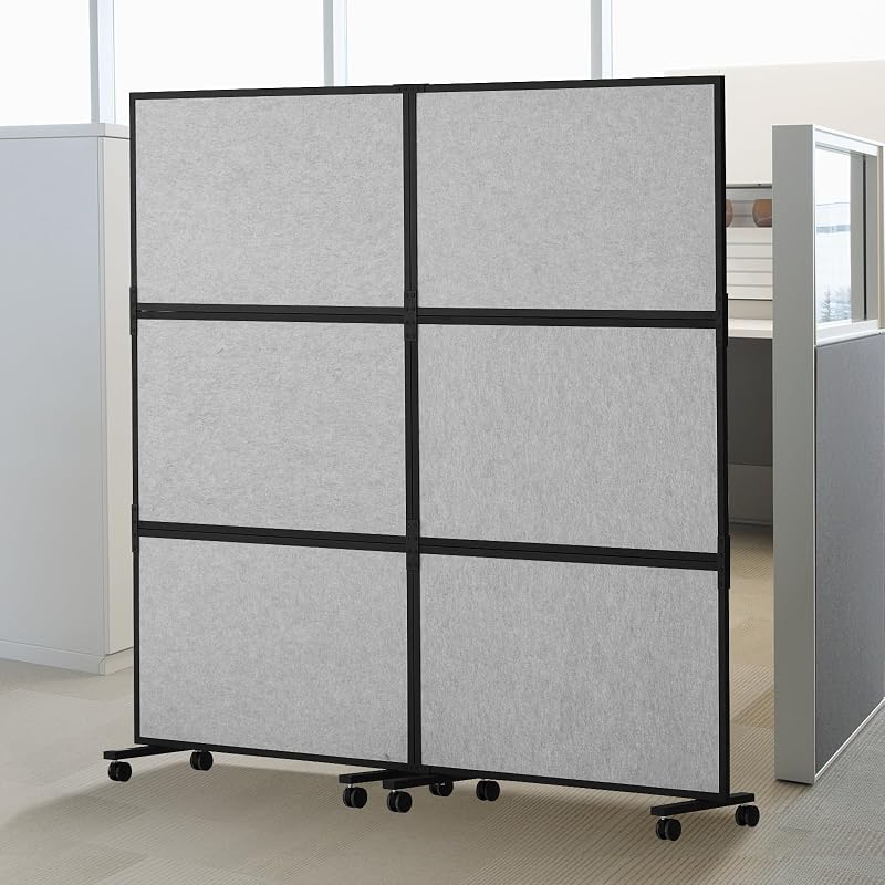 VEVOR Divisor de Oficina, Partición de Oficina de 2 Paneles, Divisor de Oficina Independiente, Divisor de Pared y Divisor de Privacidad Reduce el Ruido y la Separación de Habitaciones, Gris Claro