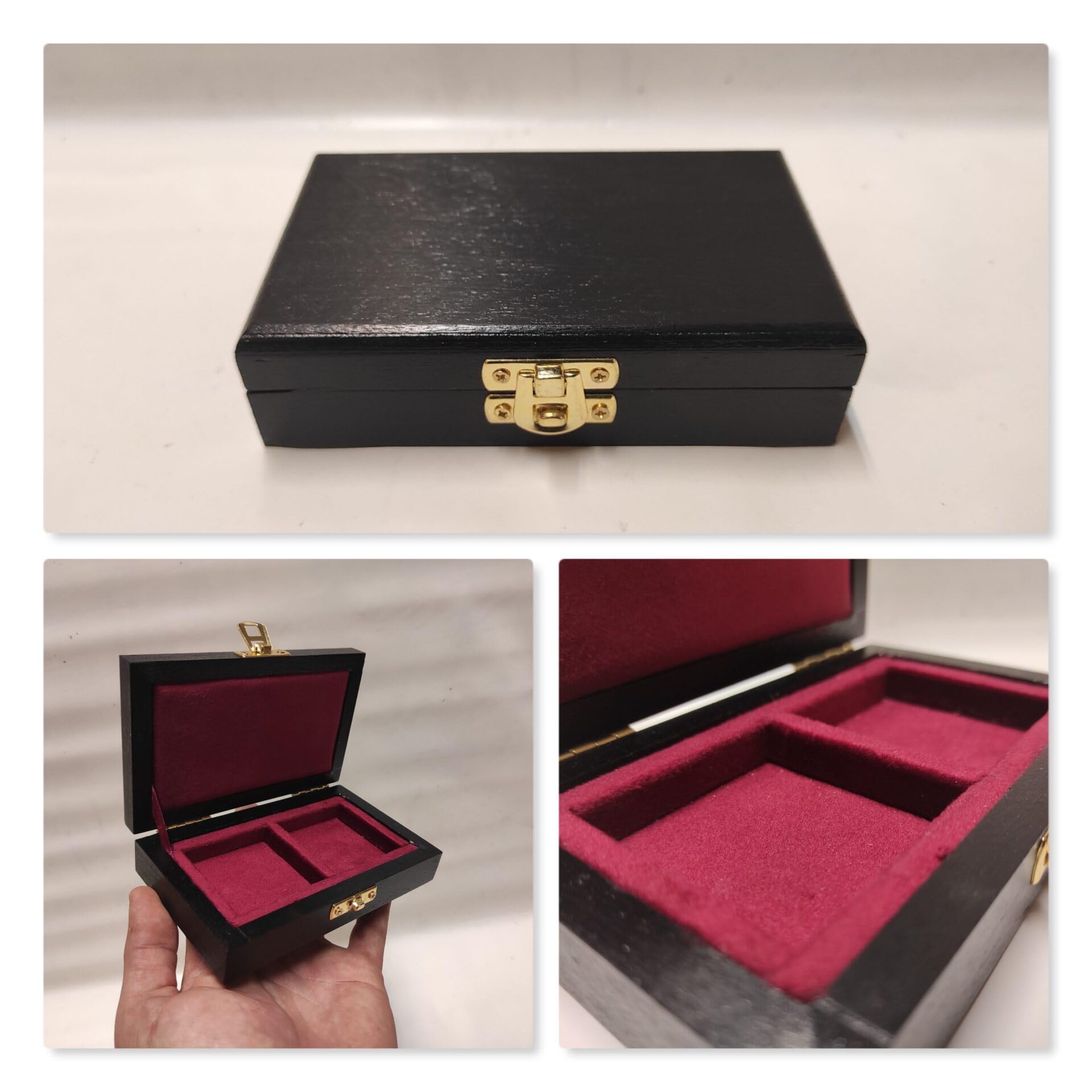 Cofanetto Portamonete in Legno Artigianale con Velluto Personalizzabile, 2 Scomparti 50x50 mm, Espositore per Monete e Medaglie, Made in Italy, Nero