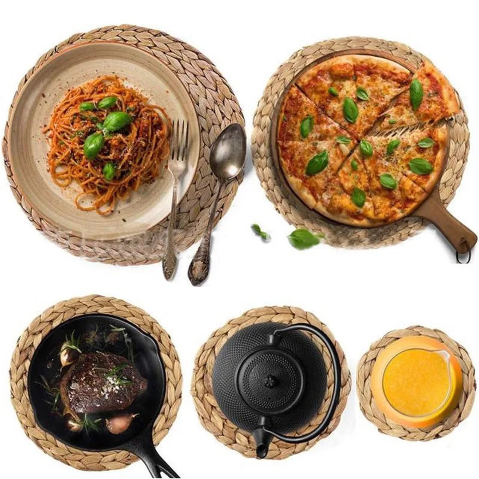 Sets de Table en Osier Sets de Table en rotin tissés à la Main – Sets Ronds, adaptés aux salles Manger et au Salon, résistants Chaleur(35cm)