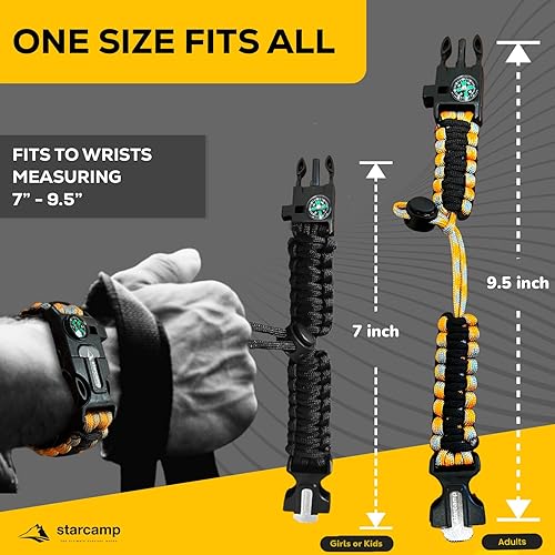 Miniatura 2 de Starcamp - Pulsera de supervivencia de paracaídas, silbato fuerte, brújula de emergencia, raspador, accesorios para senderismo y campamento, paquete