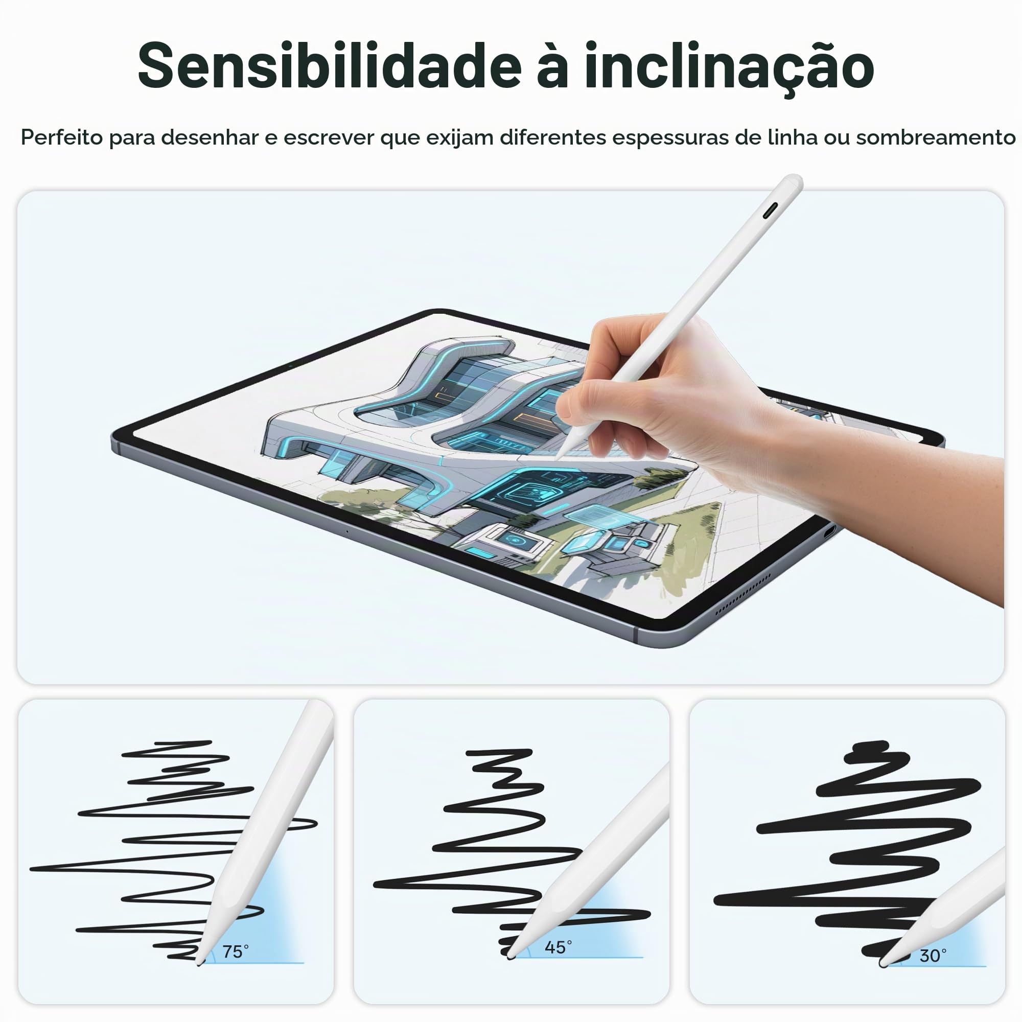 Caneta Stylus Pencil para Apple iPad Air de 11/13 polegadas M3/M2