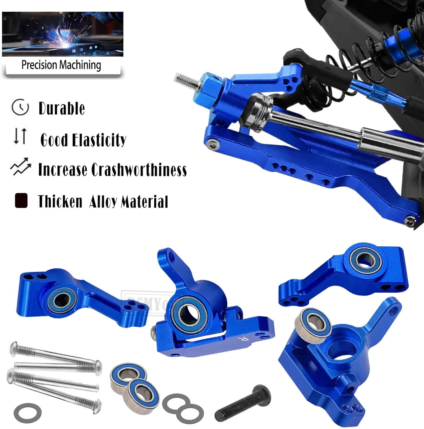 Upgrades Part for 1/10 Slash 2WD VXL,Aluminium Suspension Arm,Shocks Tower,Steering Blocks,Caster Block,Rear Stub Axle Carriers,Steering Bellcranks Hops Up,Navy Blue