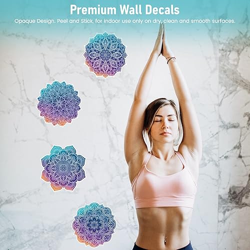 Miniatura 67 de Calcomanías de pared de mandala bohemia, calcomanías de pared de mandala mitad bohemia, calcomanías de pared de flores indias, calcomanías de pared