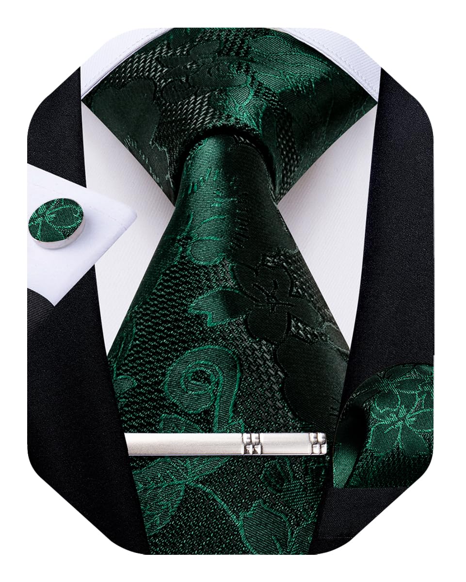 DiBanGu Silk Floral Ties for Men Woven Paisley Necktie