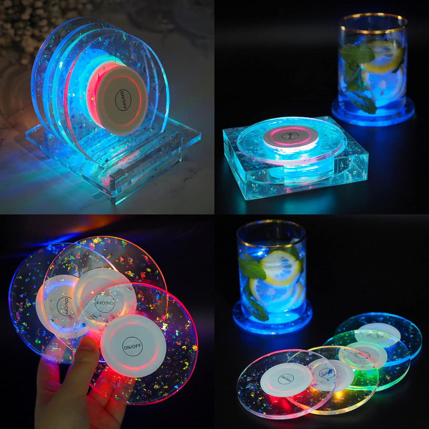 Epoxy Resin Molds Silicone Pack of 14, LED Coaster and CD Case Centerpiece Organizer