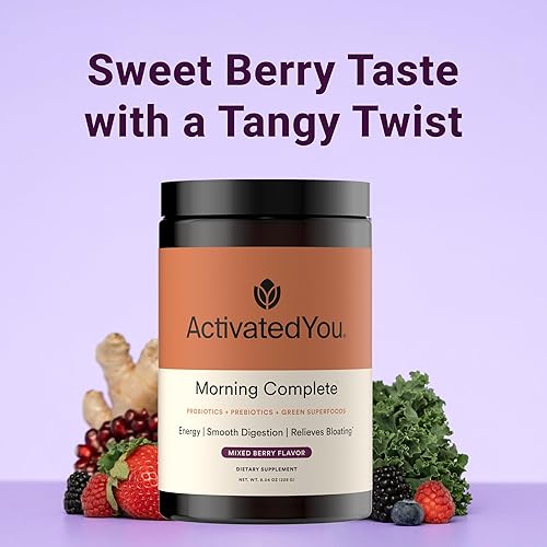Miniatura 7 de ACTIVATEDYOU Morning Complete Super Greens Mezcla de Bebida en Polvo - Mejora la salud intestinal con prebióticos, probióticos y antioxidantes - 10