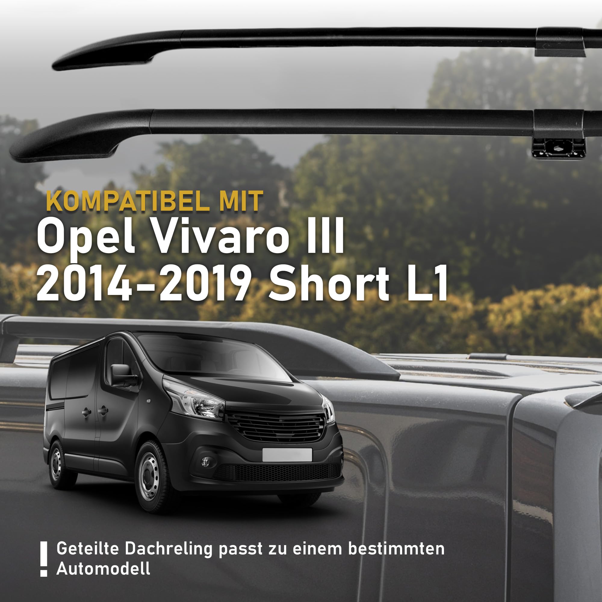 CHROMEMASTER Dachreling Dachträger Kompatibel mit Opel Vivaro 3 Short L1 2014-2019 | Zur Befestigung der Dachgepäckträger, Dachboxen oder Dachfahrradträger | Robuste Konstruktion aus Alu