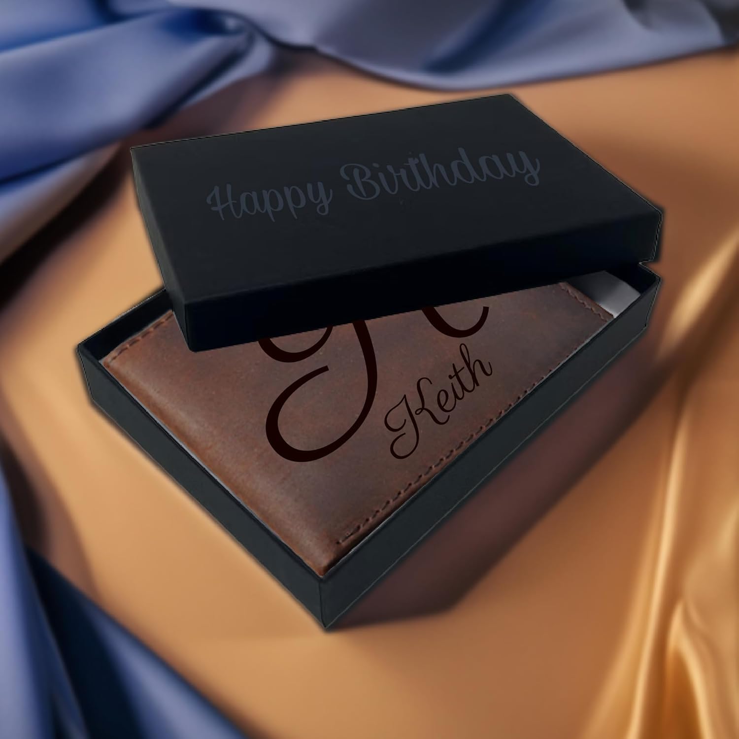 Personalized Engraved Full Grain Leather With RFID Blocking Wallet, Custom Wallets, Genuine Leather Personalized Mens Wallet,Monogram Leather Wallet For Men Husband Son - Image 5