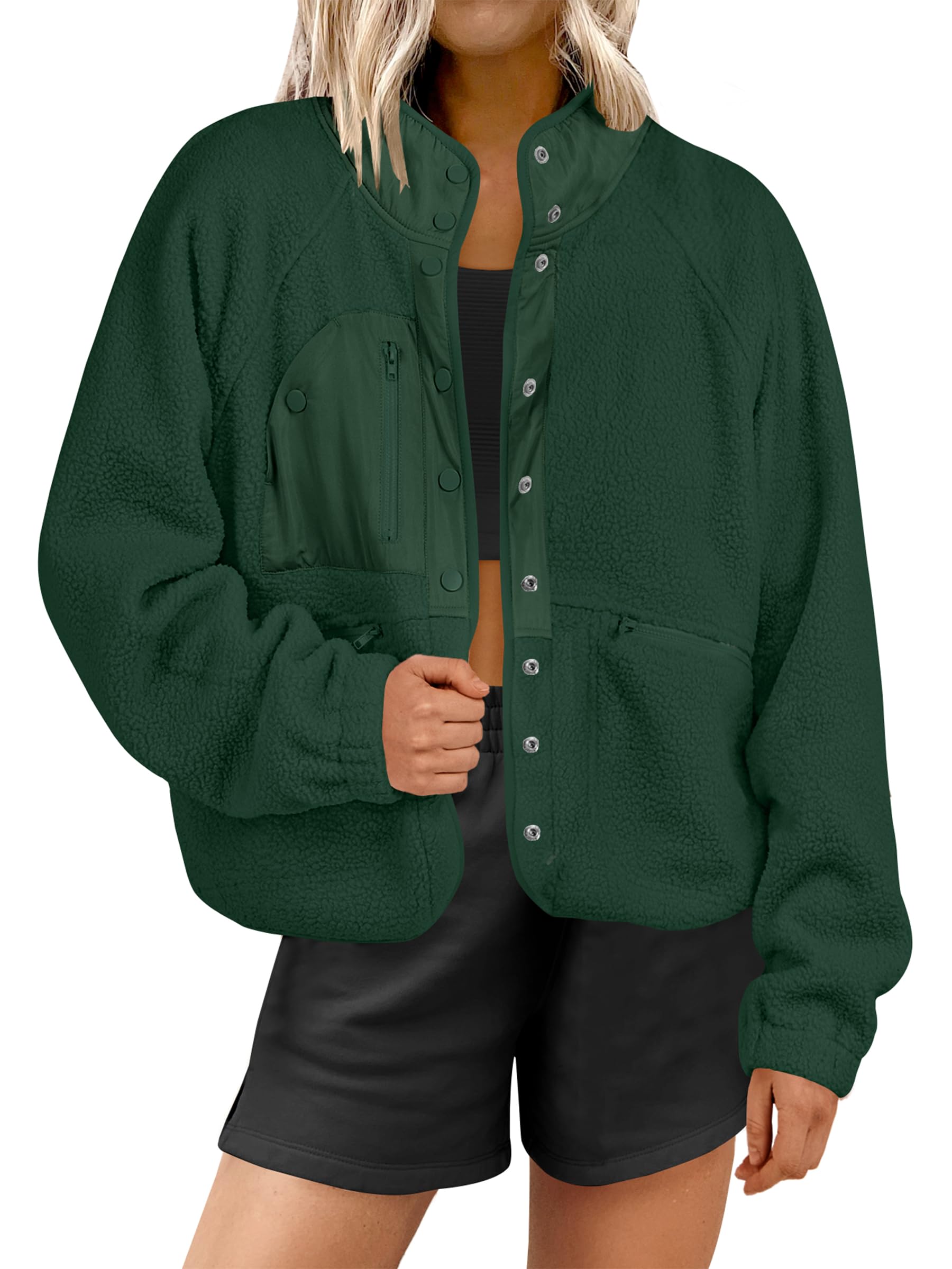 ANRABESS Womens Fuzzy Fleece Jacket Fall Casual Long Sleeve