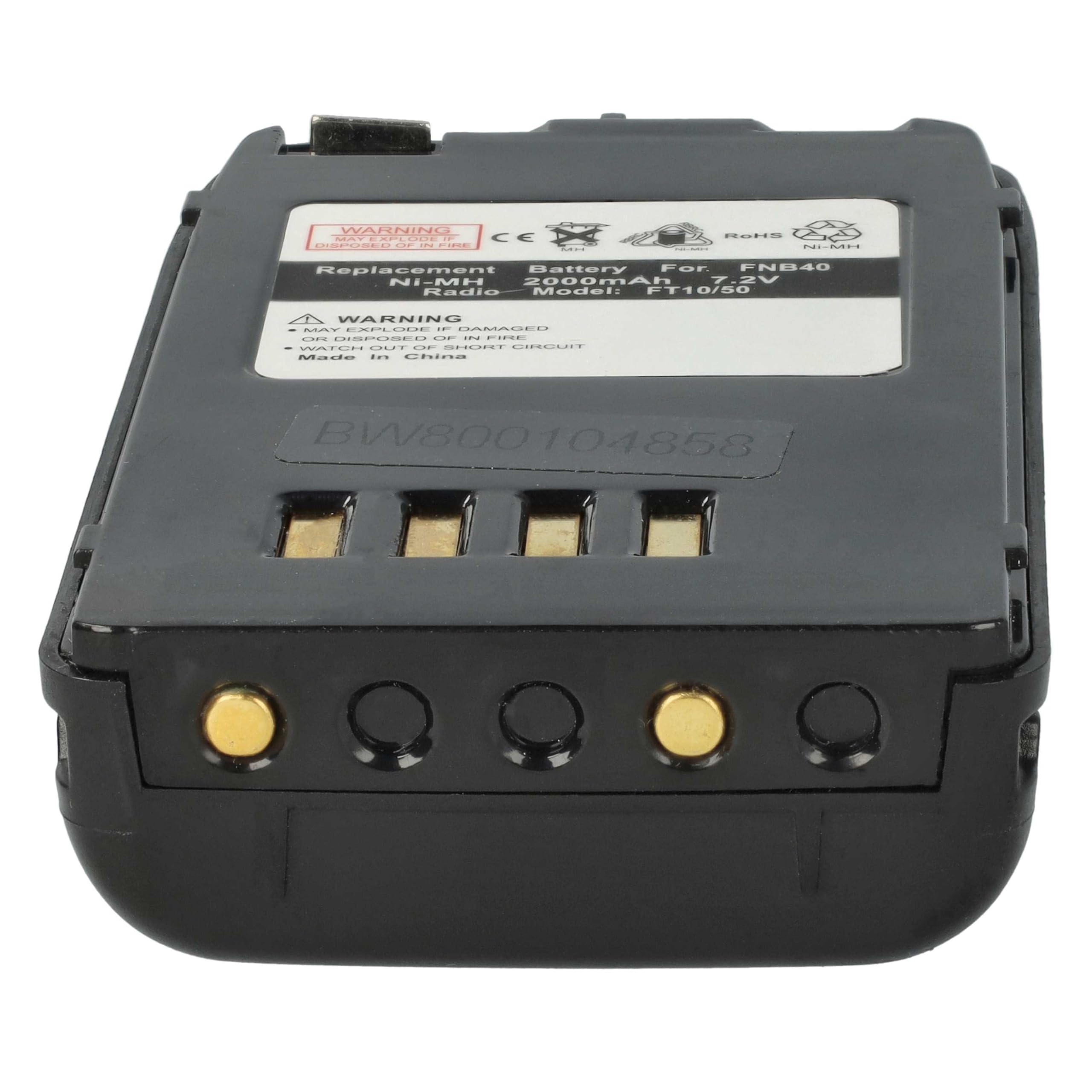 vhbw 2 x bateria kompatybilna z radiem Vertex Yaesu FT50R, FT-10R, FT40R, FT10R, FT-40R Radio (2000 mAh, 7,2 V, NiMH) + klips