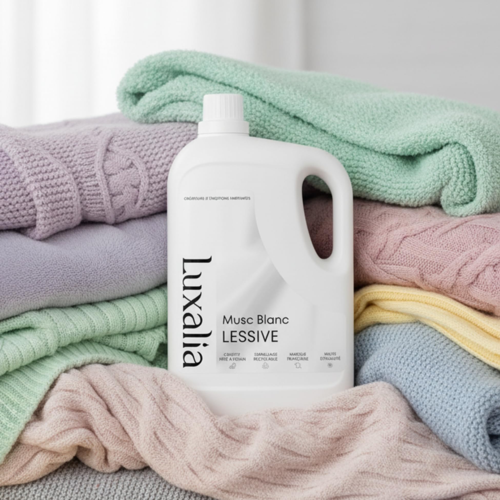 Lessive Musc Blanc Luxalia - Sans Conservateurs Controversés - Détache & Nettoie - Efficace à Froid & en Cycle Court - Parfumée - 5 Litres 200 Lavages - LUXALIA