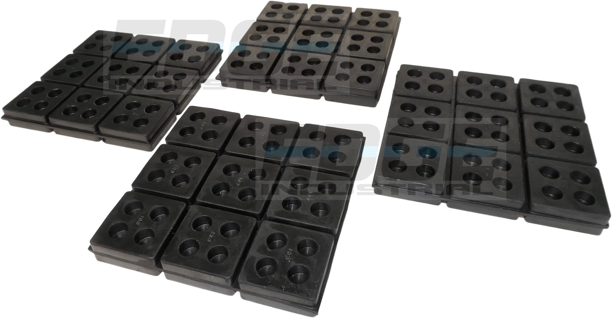 HEAVY DUTY ANTI VIBRATION ISOLATION PADS 6" X 6" X 3/4" ALL RUBBER WAFFLE TYPE, QUANTITY 4