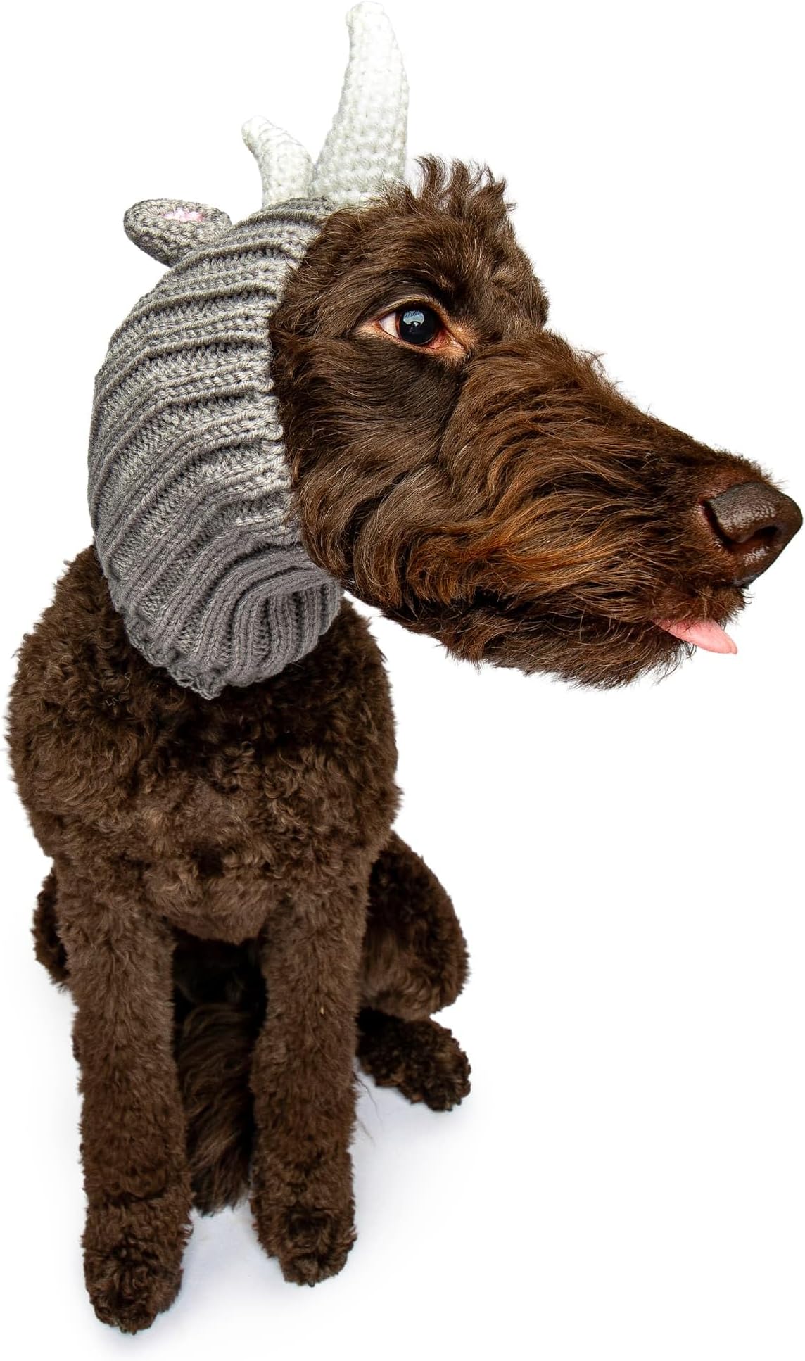 Rhino Costume - Knit Dog Snood Ear Wrap for Pets, Warm Neck Cover for Halloween and Winter (Large)