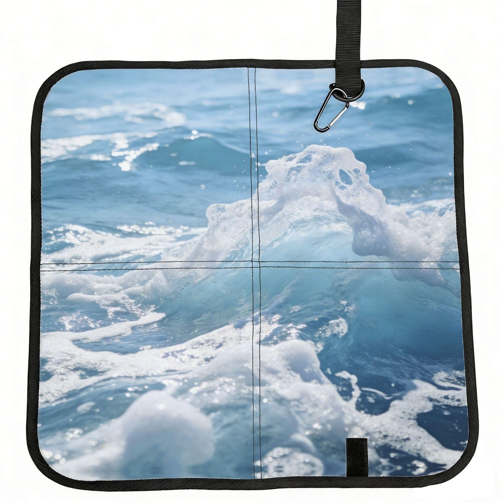 DUYIOKH Sparkling Blue Sea Wave Print Foldable Portable Seat Cushion for World Cup Games, Camping and Outdoor Activities