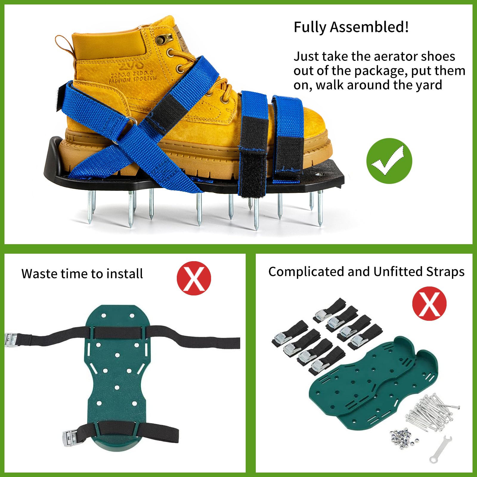 Bakulala Lawn Aerator Shoes for Grass Aerator Spiked Shoes Free-Installation Aeration Shoes with Stainless Steel Shovel - Image 4