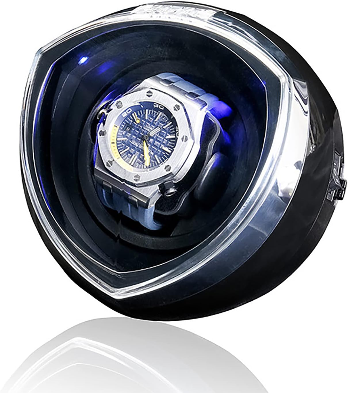 Gaone Single Automatic Watch Winder Box, Personalized Fashion Watch Display Box, Storage Box with Quiet Motor, 4 Rotation Mode Settings, Suitable for Most Watches,Black