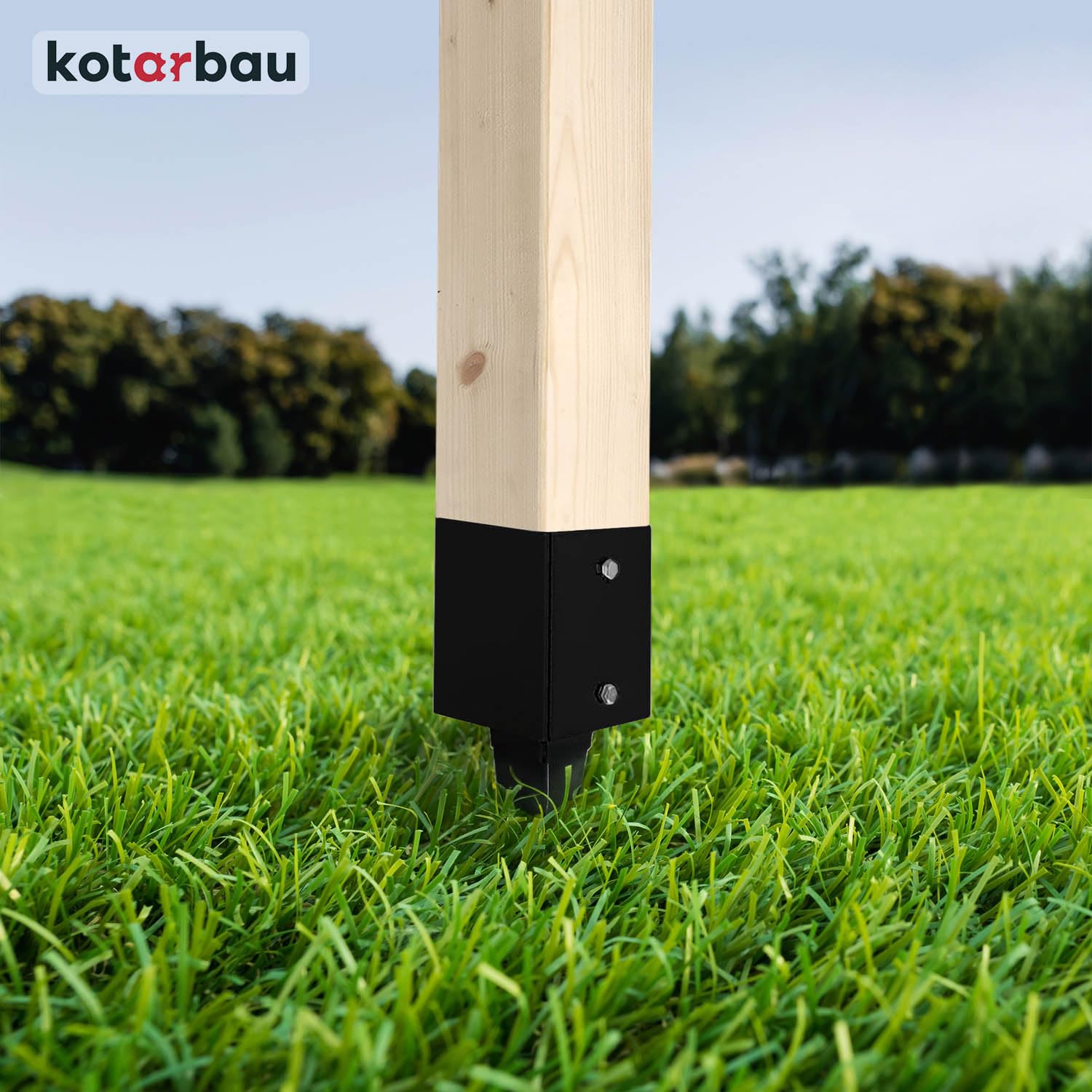KOTARBAU® 4 STK. Pfostenträger Einschlagen 121x121x750mm verzinkt-pulverbeschichteter Stahl Einschlaghülse Erdanker Einschlagbodenhülse Gartenzaun Erdungsspieß Bodenanker Einschlaghülsen Holzpfosten