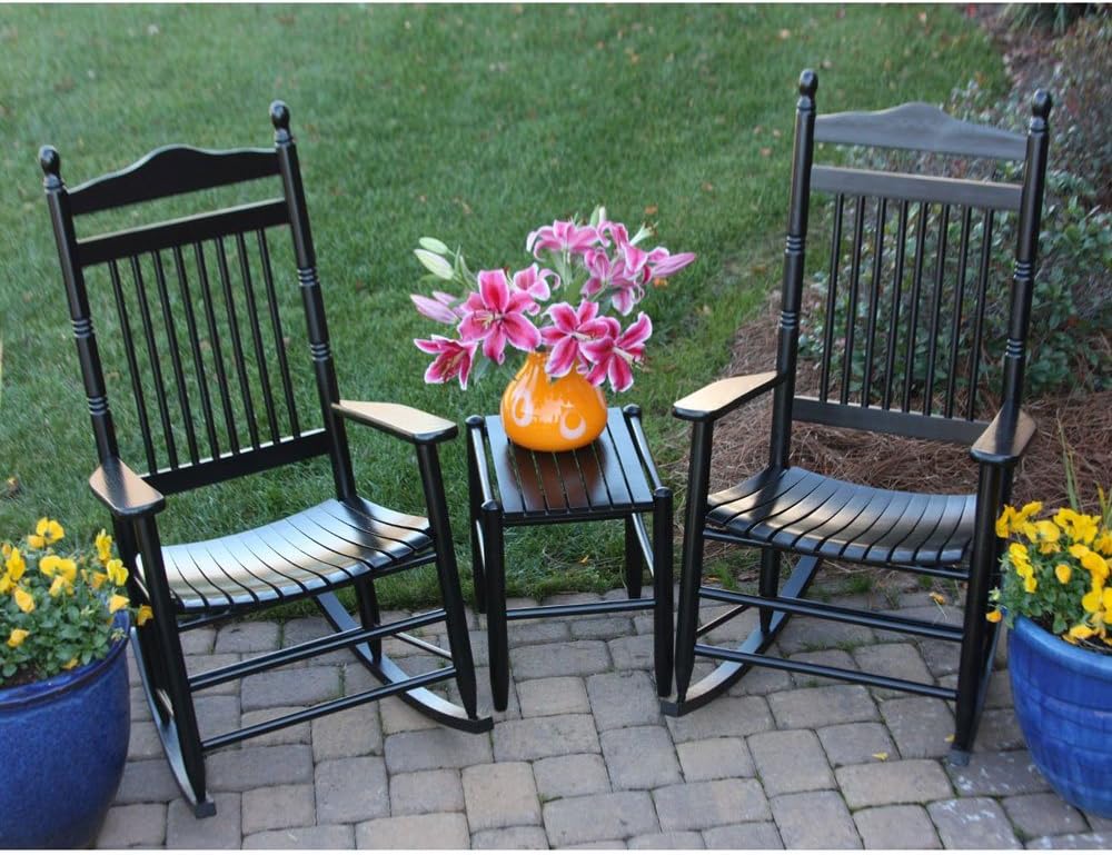 2 Adult Rocking Chairs & Table Finish: Black